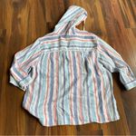 L.L. Bean 100% Linen Striped Hoodie Lightweight Top With Kangaroo Pocket Size XL Photo 1