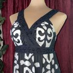 INC Beaded Crochet Geometric Print Maxi Dress Empire Waist black white X-small Photo 5