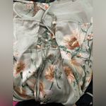 Boohoo NWT Sage Green Satin Floral Cowl Tie-Back Flute Hem Slip Midi Dress 12 Photo 9