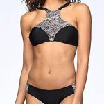 Trillium black geometric bikini set top bottom swimwear swimsuit bathing suit Photo 3