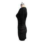 Catherine Malandrino  Black Crochet Mini Dress XS Long Sleeve Knit w/ Nude Slip Photo 6