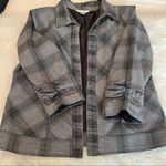 Christopher & Banks  gray plaid open front blazer jacket size large Photo 8