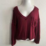 VICI Burgundy Capitol Reef V-Neck Sweatshirt Top S Photo 2