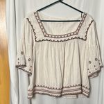 Lucky Brand  Women's Embroidered Cream Boho Top Size Medium Photo 1