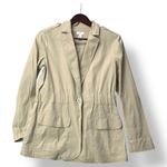Chico's Women Utility Linen Blend Blazer Jacket Beige S Military Safari Travel Photo 1