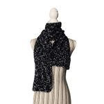 Jaclyn Smith  Black White Metallic Marbled Textured Knit Scarf Women Sz OS Photo 3