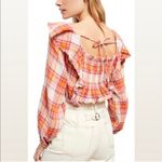 We The Free Free People Plaid Ruffle Top Long Sleeve Size L NWT $118.00 Photo 8