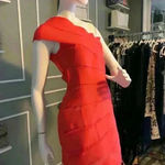 Wow Couture  Women's Sweetheart Block RED Bandage Dress Size Large Photo 2