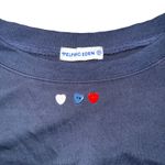 Aelfric Eden ELFRIC EDEN Navy Blue Sweatshirt Hearts Detail Crewneck Long Sleeve Women's Sz M Photo 2