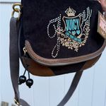 Juicy Couture Y2K Crossbody Bag Purse Love Your Couture Velour Black Brown H Photo 1