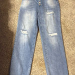 Flamingo Jeans Flamingals  Straight Leg Distressed Lower Waist Blue Large Photo 0