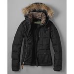 Eddie Bauer • Yukon Classic Down Jacket black puffer quilted hood faux fur Photo 2