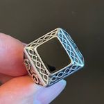 Vintage S925 silver obsidian stone ring size 8 Photo 5