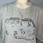 French Connection  gray embroidered peace bus t-shirt tee short sleeve shirt XL Photo 1