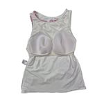 Lands' End High Neck Tankini Tank Top Bra Inside White/Pink Floral Design Sz 12 Photo 2
