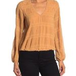 ASTR The Label Mustard Yellow Bubble Hem Long Sleeve Blouse Size Small Photo 0