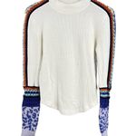 Free People Top Thermal Long Sleeve Cream Waffle Knit Crochet Detail Size S Photo 1