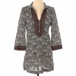 Tory Burch Tunic Dress Brown Elephant Print Size 2 100% Cotton V-Neck Photo 1