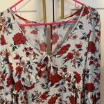Outfitters American Eagle Blue Red Floral Boho poof Sleeve Dress Photo 3