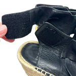 Eileen Fisher  Willow Espadrille Wedge Sandal Black Leather‎ Size 6 Photo 4