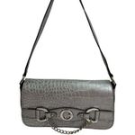 Guess Vtg Y2K Mini Bag Silver Croc Embossed Chain Accent Purse Handbag Retro Photo 0