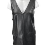 Eloquii  Women's Black Faux Leather Vegan Sleeveless V Neck Mini Tank Dress 16 Photo 0