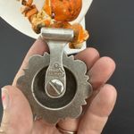 Trigg Leather Western Orange Stone Beaded Concho Necklace & Earrings Set Photo 8