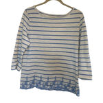 Talbots  3/4 Sleeve Striped Nautical Top Size Medium Wide Neck Embroidered Travel Photo 0