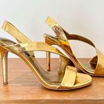 Nine West  Golden Itzel dress mirrored heel sandals size 8 Photo 4