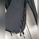 John + Jenn Cherie V-Neck Sweater Lace Up Sides Medium Black Knit Sweater Photo 2