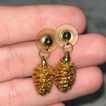 Vintage Gold dipped Pine Cone post earrings Photo 3
