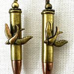 Vintage Bullet Casing Earrings with Swallow Bird Design Photo 4
