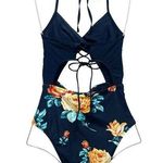 Cupshe NWT  Halter Cutout Bathing Suit Lace Up One Piece Swimsuit Size Small NEW Photo 2
