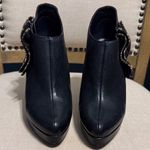 Juicy Couture  Black Ankle Booties with Gold Accents, Size 10M Photo 1