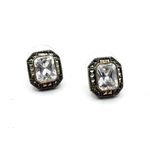 JACK JUDITH  Sterling Silver Marcasite Faceted CZ Vintage Earrings Photo 6