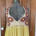 ZARA  Limited Edition Crochet Dress V-Neck Ruffled Shell Tassels Boho Yellow~XL Photo 8