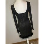 Windsor  Formal Cocktail Mini Dress Womens L Black Sequin Fur Hem NWT RP $60 Photo 4