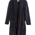 Anthropologie Mariposa Faux Fur Ribbed Wrap Belted Robe Dark Gray Size XS/S Photo 6