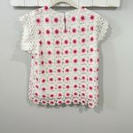 J.Crew Floral Crochet Sleeveless Top White Pink Size S AJ474 EUC Photo 2