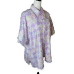 Vintage Selene Sport Pastel Feather Button Up Top XL Groovy Y2K Retro Soft Girl Purple Photo 1