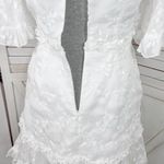 Selfie Leslie Leona Embroidered Chiffon Frill Trim Mini Dress White Small Photo 8