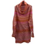 Free People  Candy Stripe Pink Orange Knit Long Sleeve Cowl Neck Tunic Sweater M‎ Photo 2