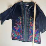 DR2 Womens Floral Kimono Sz S/M Multicolor Open Front Boho‎ Colorful Lightweight Blue Photo 8