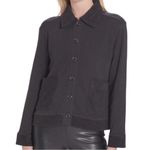 Goldie Women’s Size S Black French Terry Utility Button Up Shirt Jacket Photo 0