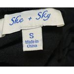 She + Sky Sweater Open Lattice Sleeve Black Tunic S Small Stretch Photo 3