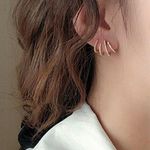 multi huggies，gold huggies with cubic zirconia stone Gold Photo 5