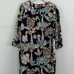 Vilagallo Greta Navy Blue Tropical Tree Print 3/4 Length Sleeve Sheath Dress Size undefined Photo 0