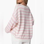 Edikted NEW  Aerin Oversize Stripe Cotton Sweater Pink and Cream Size XL Photo 1
