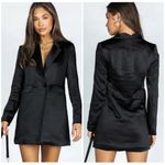 Princess Polly  Suzie Black Crepe Satin Double Breasted Blazer Jacket Dress Sz 0 Photo 1
