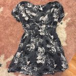 Free People  Part Time Lover Short Dress Womens Size 8 Tie Front Gray Black White Photo 2